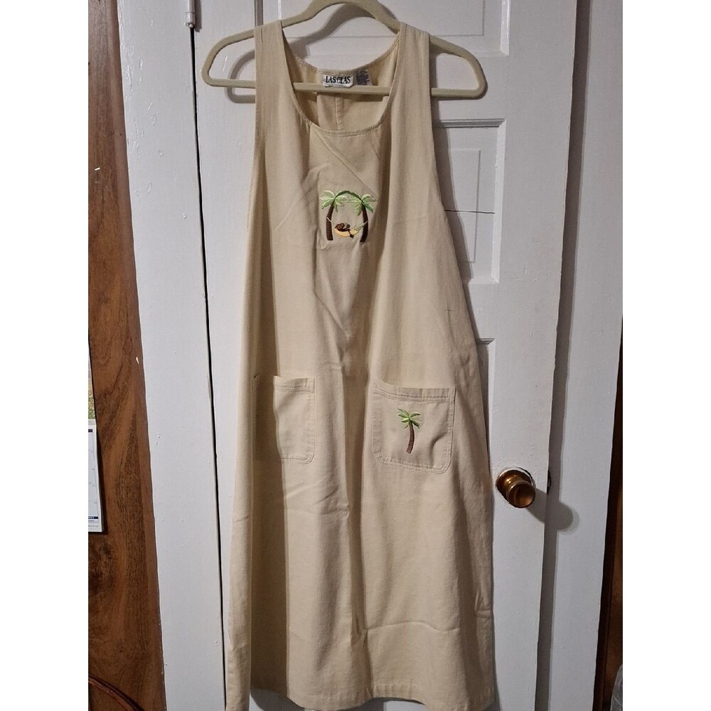 Las Olas Cream Palm-Embroidered Maxi Dress (Mis229)